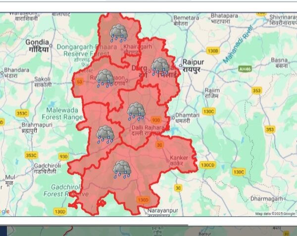 जिले में आज 222 हुई मिमी बारिश…..